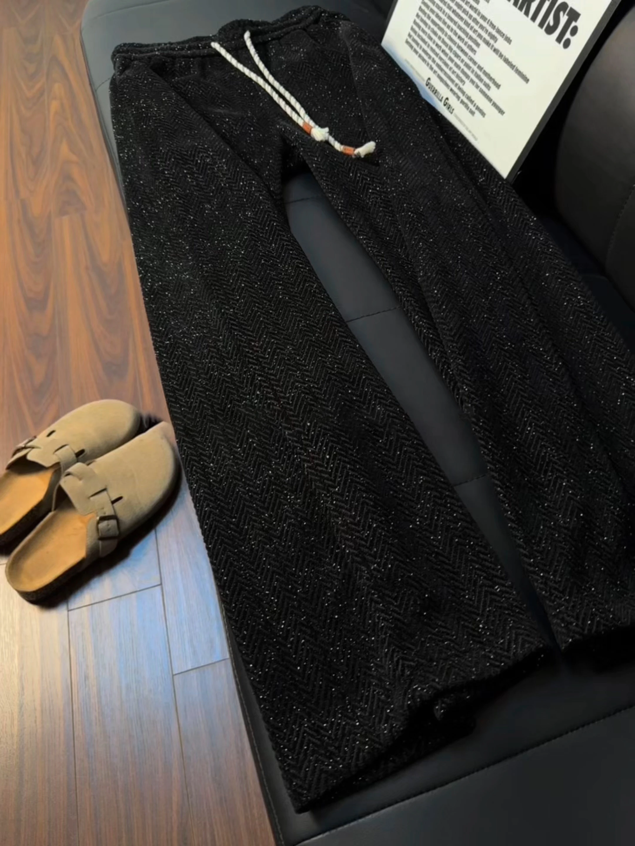 

Мужские трикотажные брюки прямого кроя Bla: утепленные, комфортные, модные, осенне-зимние, повседневные, длинные