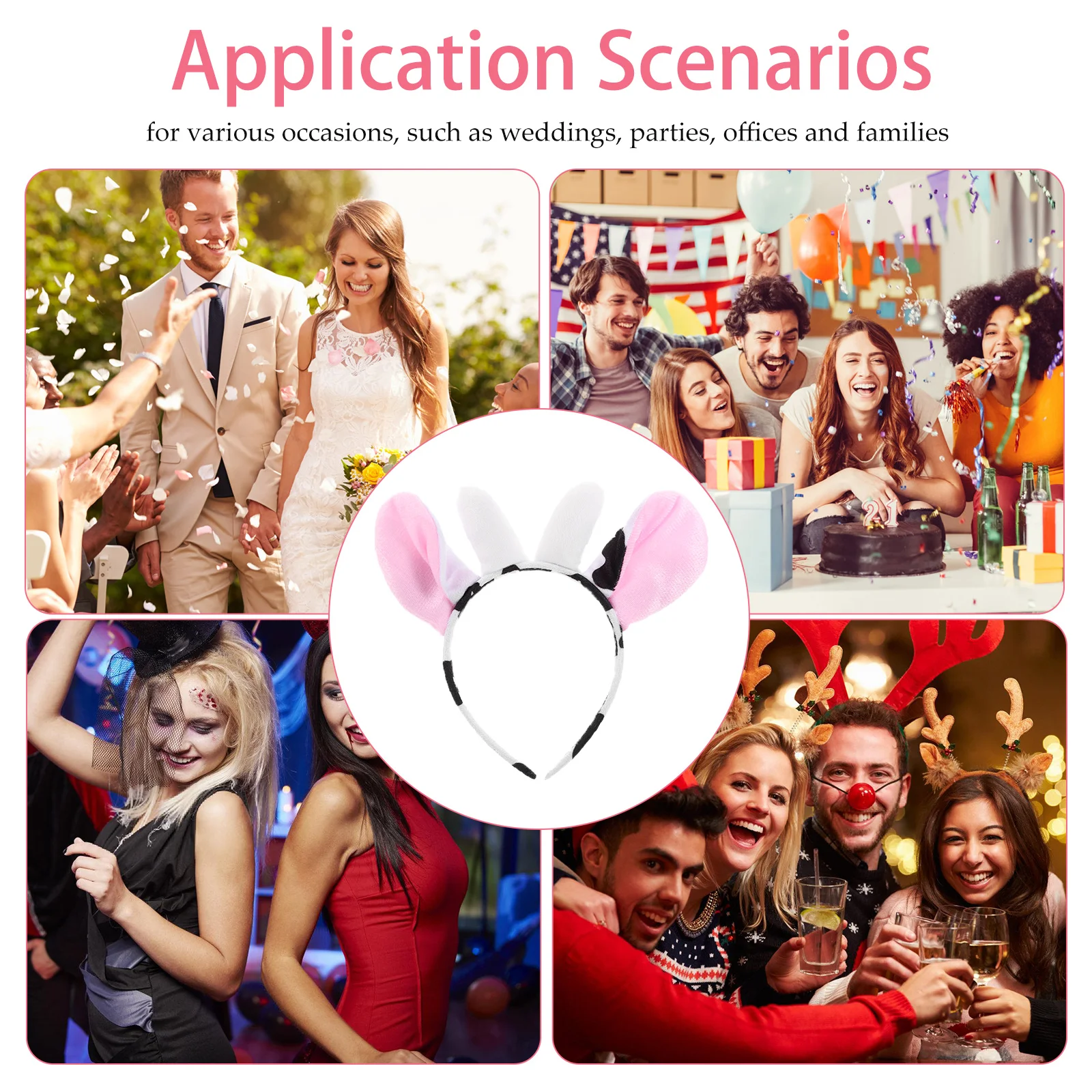 1 세트 어린이 동물 의상 소 의상 드레스 꼬리 나비 넥타이 세트와 동물의 귀 머리띠 파티 코스프레 의상 액세서리