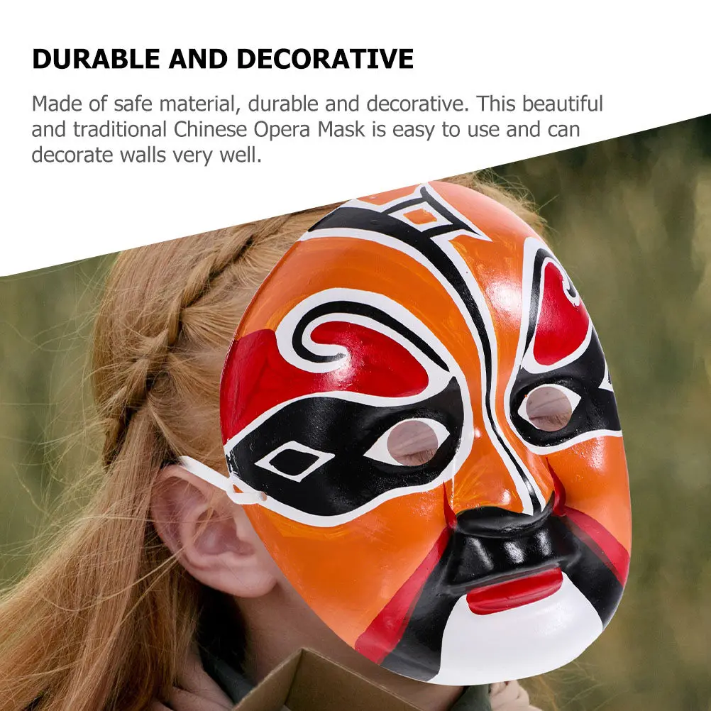 2Pcs Handcrafted Gypsum Chinese Opera Mask Wall Hanging Mask Prop for Home Decor Party Gift Wall Ornament Festival Accessory