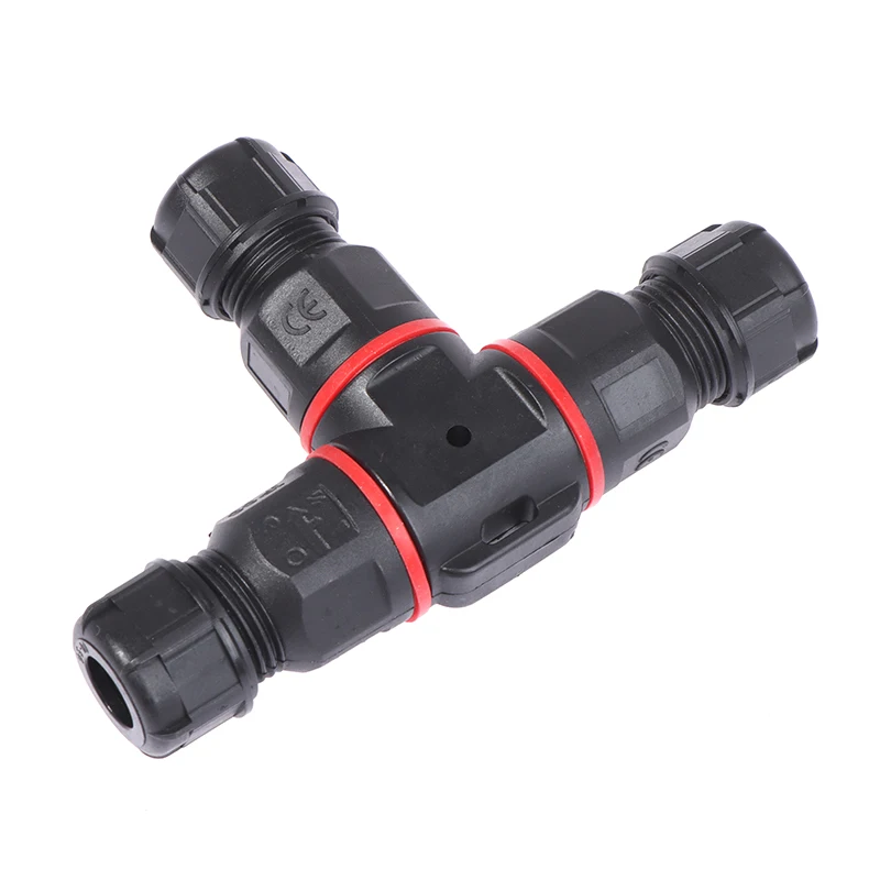 IP68 Waterproof connector T Shape 3 Pin 250V 24A Cable Wire Gland Sleeve connect