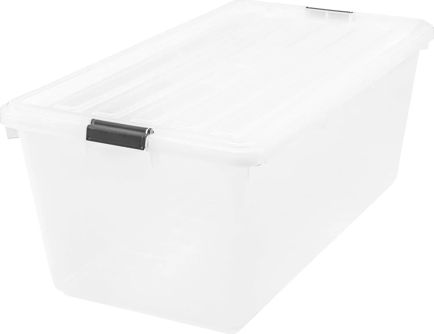 IRIS USA 91 Quart / 22.75 Gal. Stackable Plastic Storage Bins with Lids and Latch Buckles, Clear, Large Containers for Home and