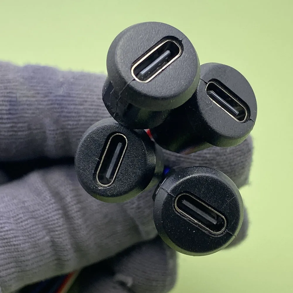 25pcs 4 Pin Press Type USB Connector Type-C with PH 2.0 wire Female Socket High Current Fast Charging jack port With data pin