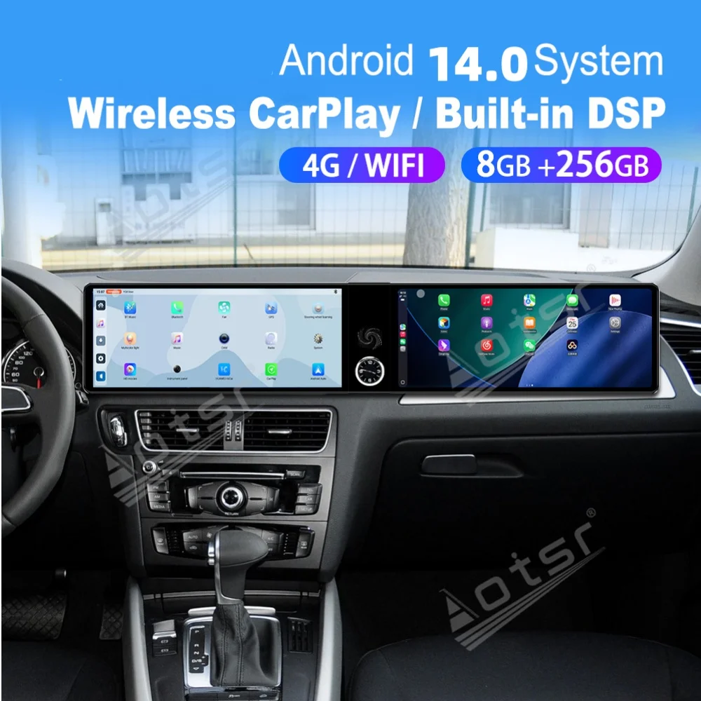 

12,3 "двойной Qualcomm Carplay Android Auto автомобильный мультимедийный автомобильный для Audi Q5 2008 ~ 2016 GPS-навигация DSP автомобильный радиоприемник