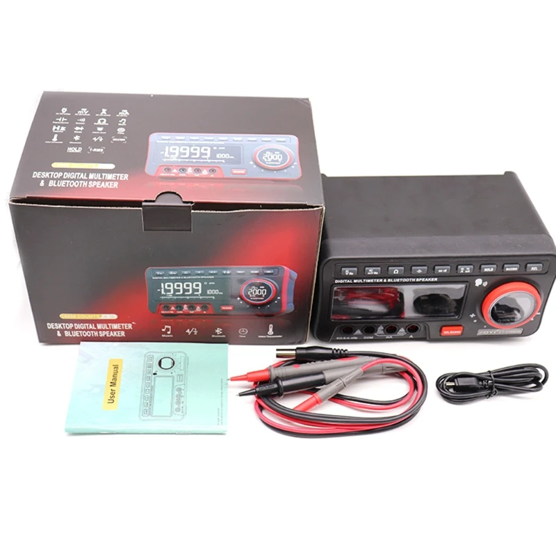 

Desktop Multimeter Digital Voltmeter with BT Wireless Speaker Data Hold Auto/Manual Ohmmeter Voltmeter Ammeter