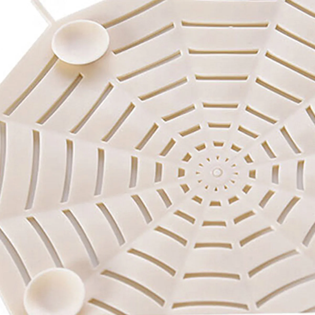 Spider Web Sink Strainer Beige Flexible Drain Filter with Suction Cups Hair Catcher for Kitchen Bathroom