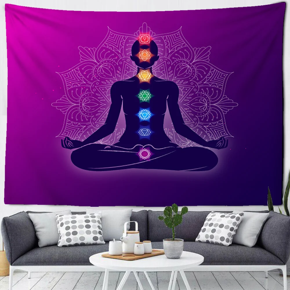 Indian Seven Chakras Tapestry Buddha Yoga Meditation  Wall Hanging Hippie  Mandala   Home Decor