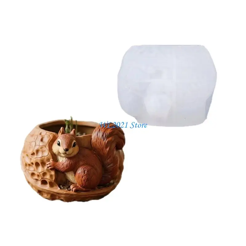 G5GC السنجاب على شكل سيليكون قالب زارع زهور قوالب للحرف اليدوية شمعة الاسمنت #2