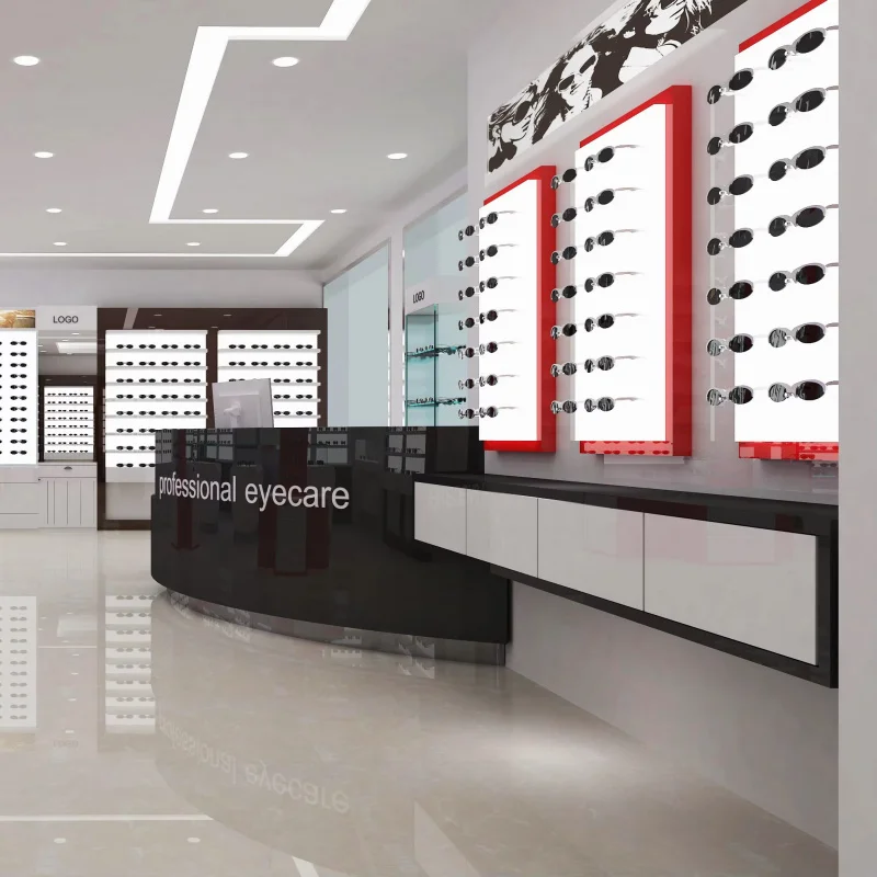 custom.Luxury LED Light Floor-standing Sunglass Display Cabinet Acrylic and MDF Eyewear Showcase Optical Shops and Retail St
