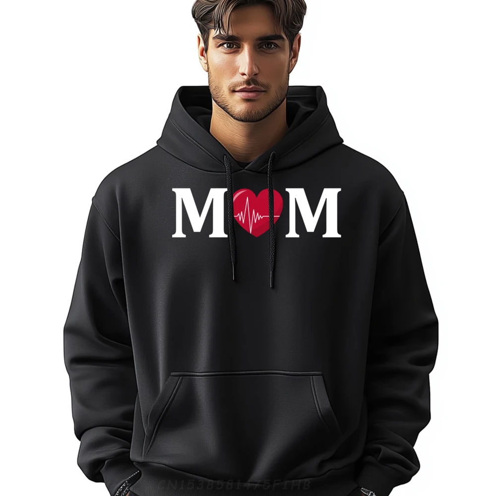 Mom Heartbeat Cream Hoodie Women Luxury Brand Christmas New In Hoodies & Sweatshirts Man Sweatshirts