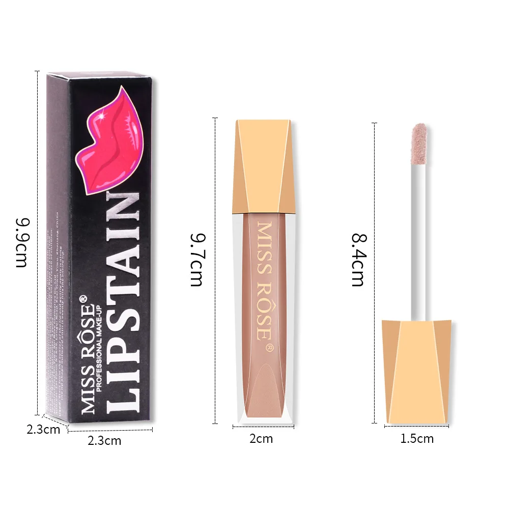 MISS ROSE Velvet Matte Longwear Lipstick Lip Glaze Make up Non-Fading Non-Stick Cup Sleek Satin Lipsticks Lip Gloss Cosmetics