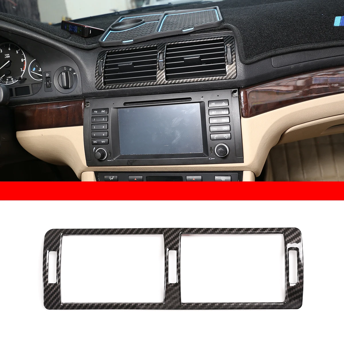 

For 1996-2003 BMW 5 Series E39 ABS carbon fiber car styling Car center control air outlet frame cover sticker car interior parts