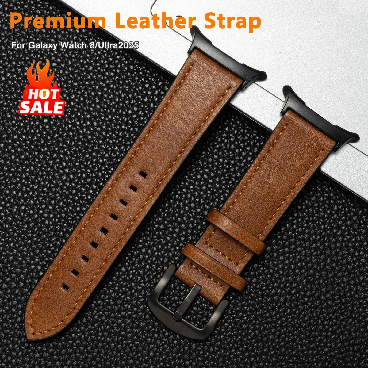 Premium-Lederarmband für Samsung Galaxy Watch 8 Classic/8 40 mm 44 mm Armband für Galaxy Watch Ultra 2025 47 mm Band
