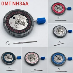 メカニカルムーブメントmodカラーディスクdatewheel、高精度時計、機械式移動、赤青と黒、日本、nh34 gmt、nh34a、3.0、3.8時、24ジュエリー