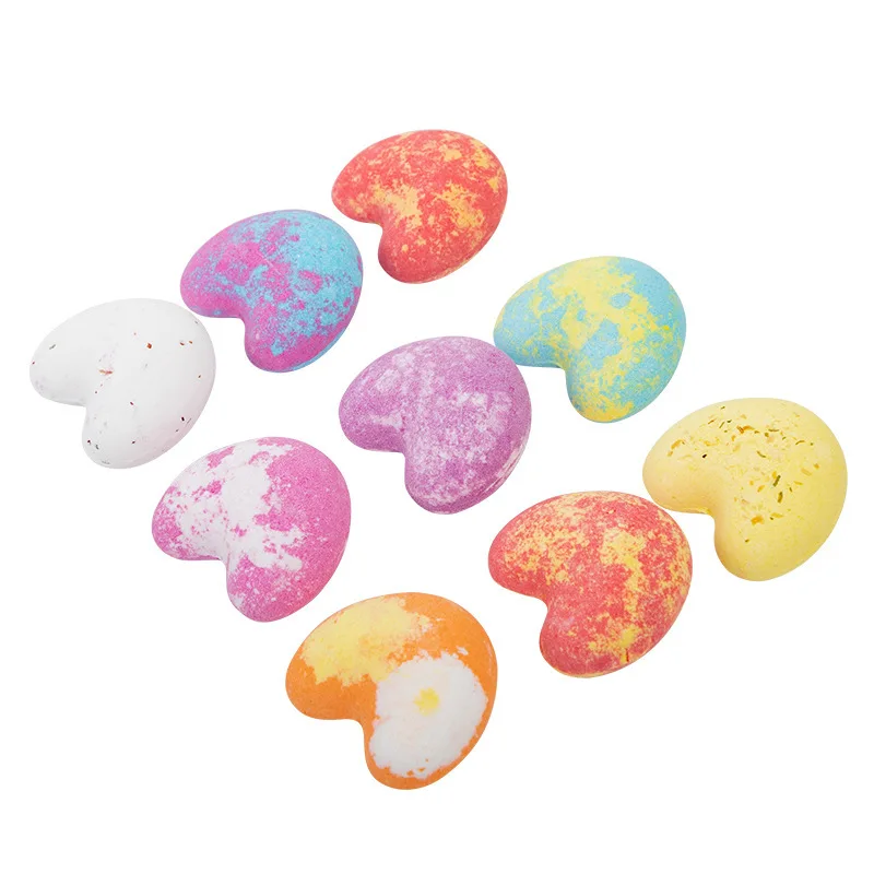 Bolas de sal de baño de corazón de amor, bolas de baño de aceite refinado fitoaromático, alivio del estrés, bombas de baño hidratantes exfoliantes, 5 piezas, 40g