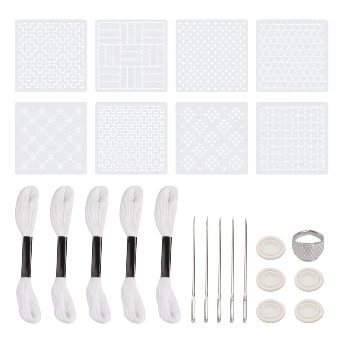 （SAME DAY）24Pcs Plastic -Stencil Kit 4.7 X 4.7Inch Geometric Pattern Template Drawing Line Embroidery Pattern for Beginners