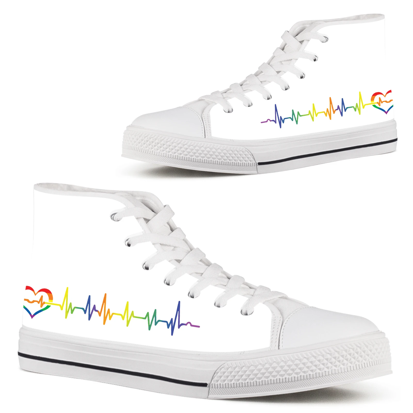 ELVISWORDS White Women's Shoes Color ECG Classic High Top Women's Shoes LGBT Shoes Teens Women's Comfortable Walking Shoes