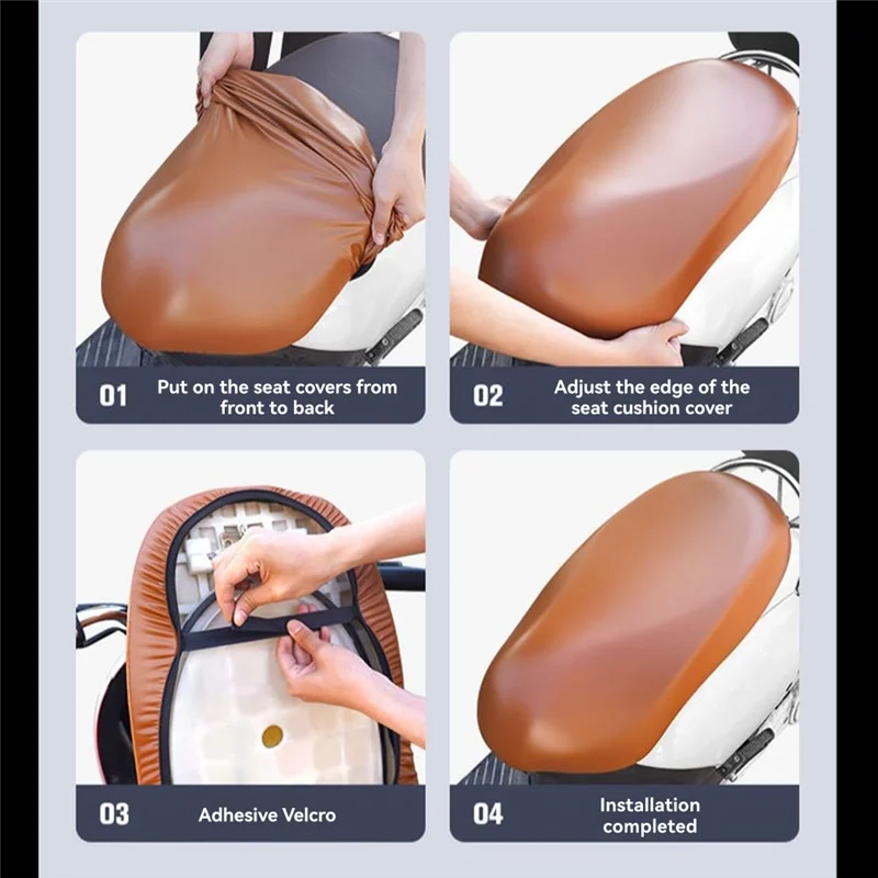 

AB56-Waterproof Elastic Leather Motorcycle Seat Cover Protector Universal Cushion Anti Scratch Cover Mat For Autocycle