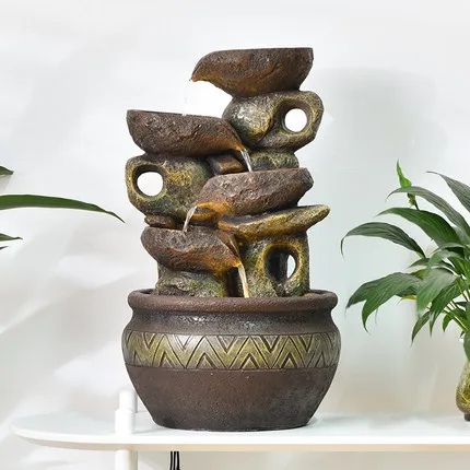 Desktop Circulating Water Fountain Rockery Ornament Creative Lucky Landscape Decor