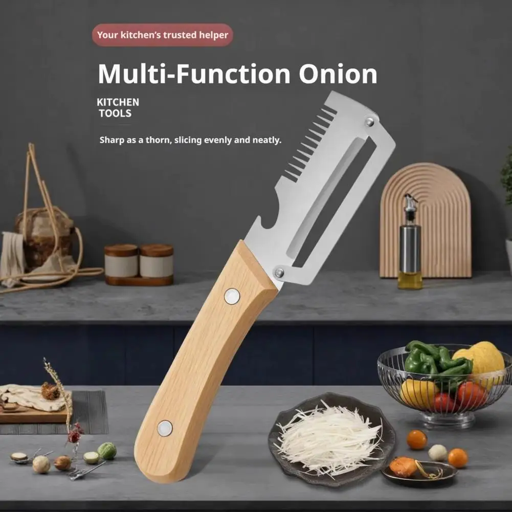 Multi-Functional Stainless Steel Peeler with Wooden Handle, Durable Smooth Kitchen Gadget for Fruits and Vegetables Peeling Slic