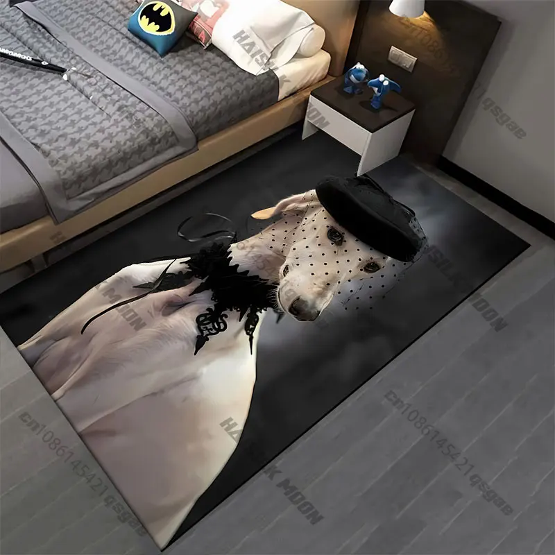Elegant dog wearing fancy attire carpet Yoga living room room decor children's crawling mat doormat area rug games mat