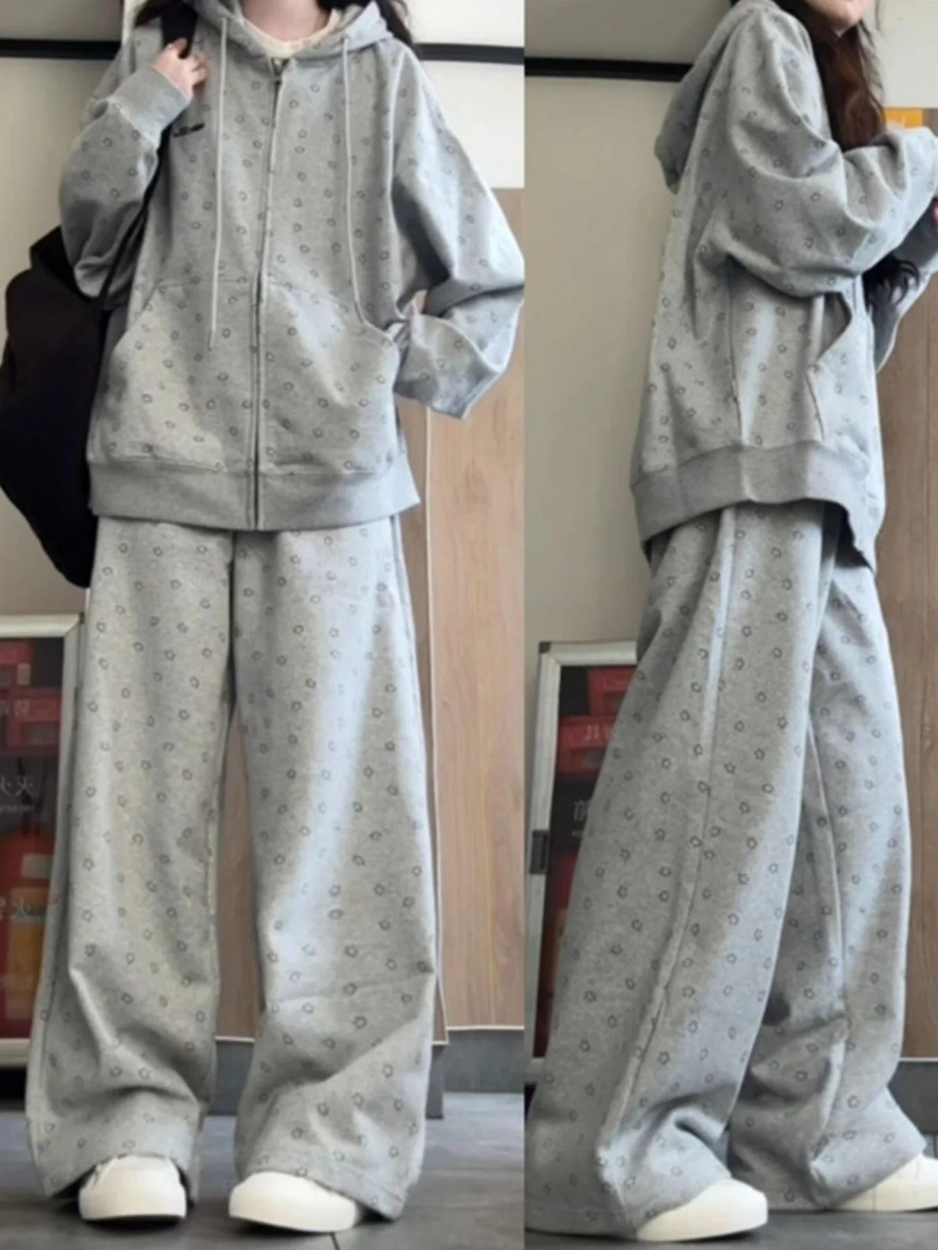 ¡El conjunto de sudadera y pantalones de chándal informales de estilo coreano de primavera y otoño está aquí! El ajuste suelto es súper apto para todo tipo de cuerpo, que cubre defectos y crear un efecto adelgazante. El tejido suave y agradable para la piel hace cómodo y fácil de usar, perfecto para desplazamientos diarios de los estudiantes, salidas casuales y se puede usar en cualquier lugar, dando una vibración coreana completa y excluye energía juvenil