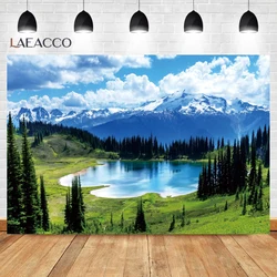 Natural Mountains River Landscape Background Cloudy Sky Forest Lake Scenery Living Room Decor Photography Backdrop Photo Studio