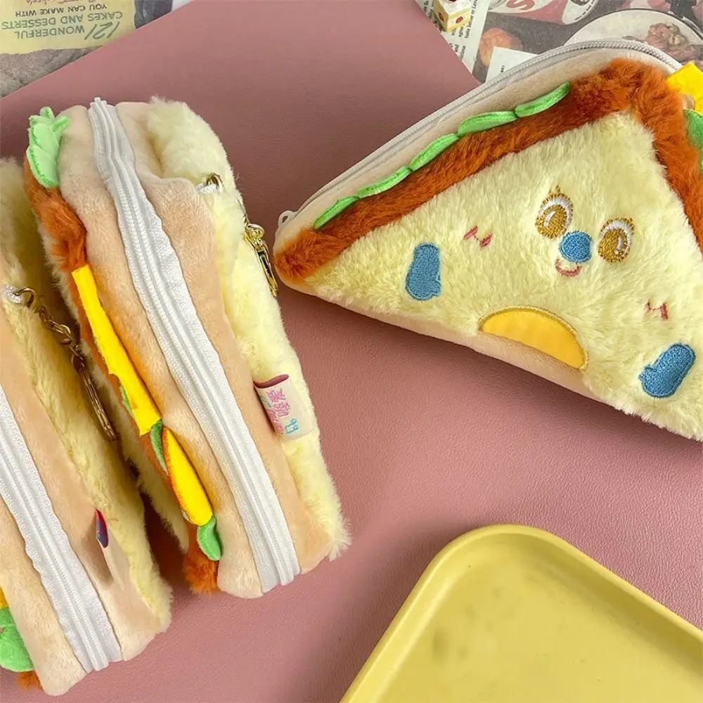 Bolsa de almacenamiento creativa de sándwiches y hamburguesas, Bolso pequeño de felpa portátil de princesa, billetera Kawaii Zero de dibujos animados para niñas