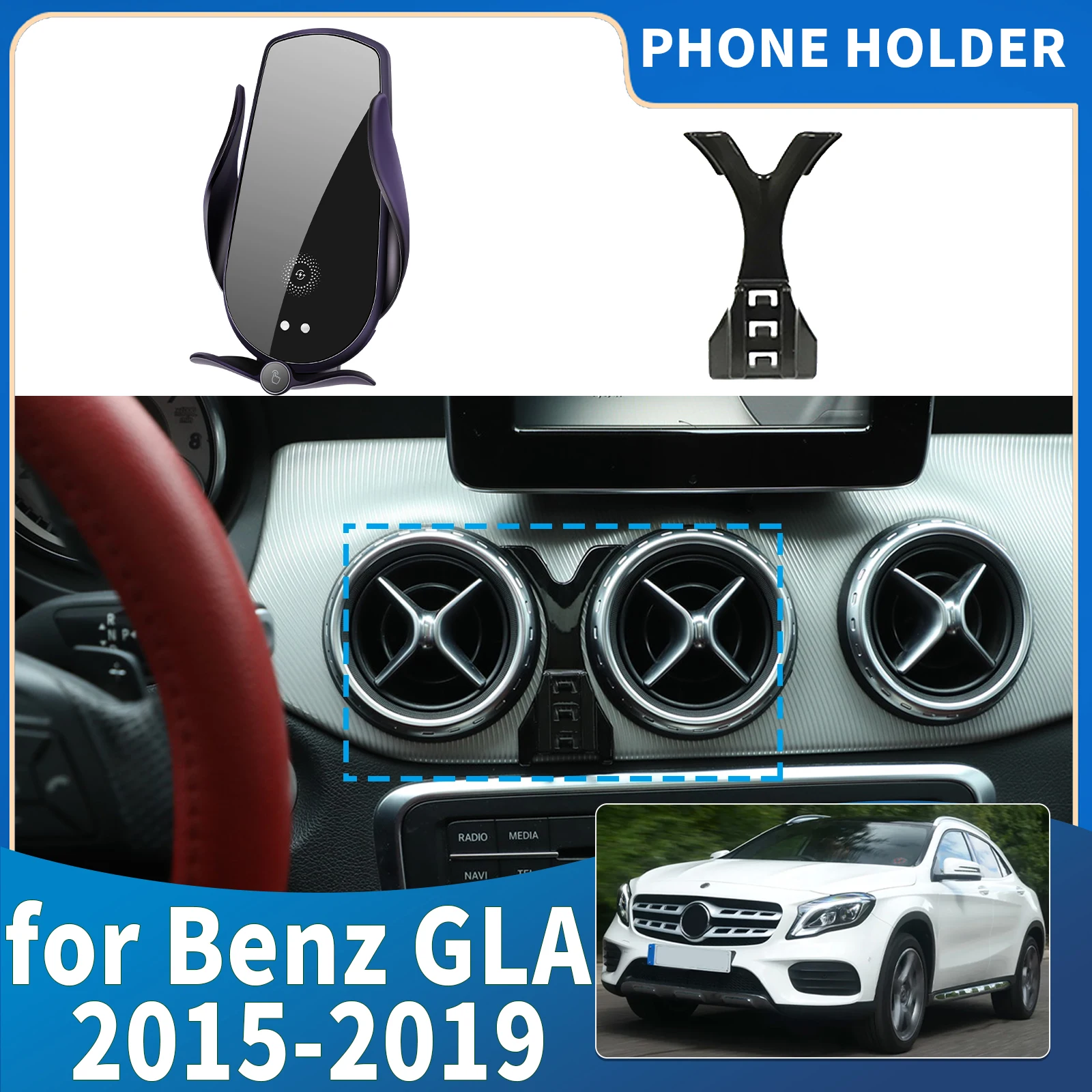 

Подходит для Mercedes Benz GLA X156 CLA 2015 2016 2017 2018 2019, встроенное крепление для экрана, держатель для телефона, автомобильные аксессуары