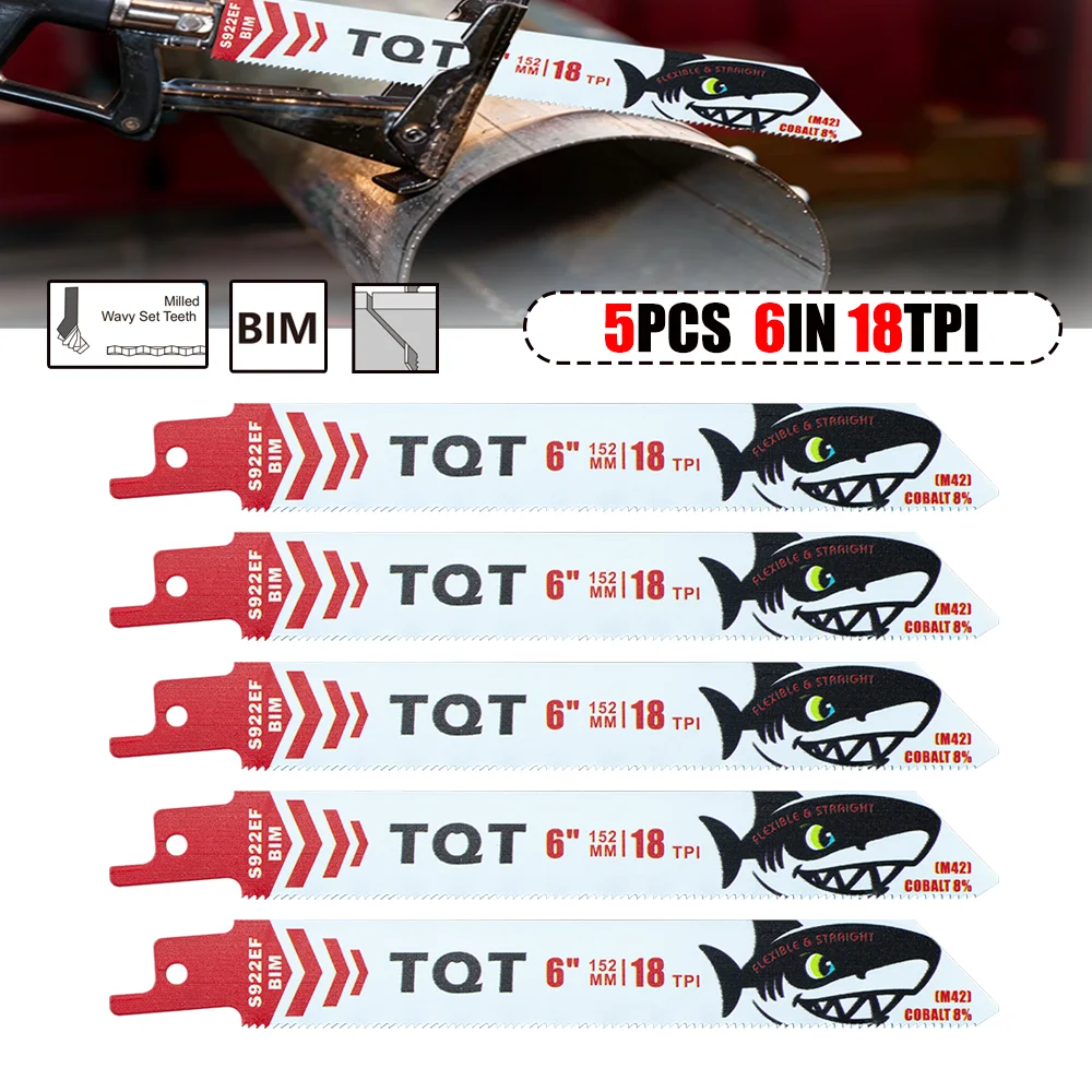 

Набор из 5 биметаллических пильных полотен для сабельных пил, 152 мм, 18 зубьев на дюйм, с кобальтом, для точной резки металла