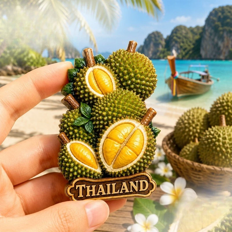 Thailand Durian Fruit Fridge Magnet - Exotic 3D Tropical Souvenir Unique Southeast Asian Gift for Travel & Kitchen Decor