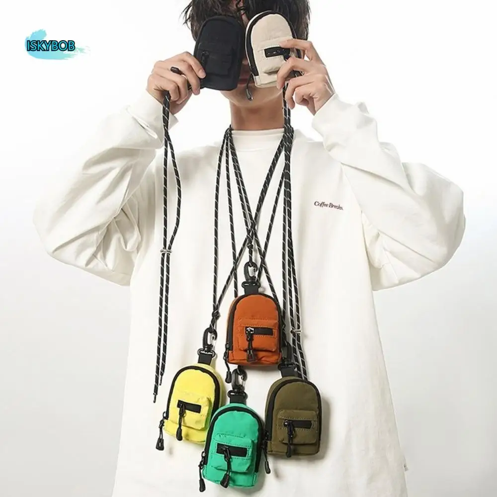 

Nylon Hanging Neck Coin Purse Multifunction Crossbody Bag Lanyard Shoulder Bag Hip Hop Korean Style Lipstick Earphone Bag