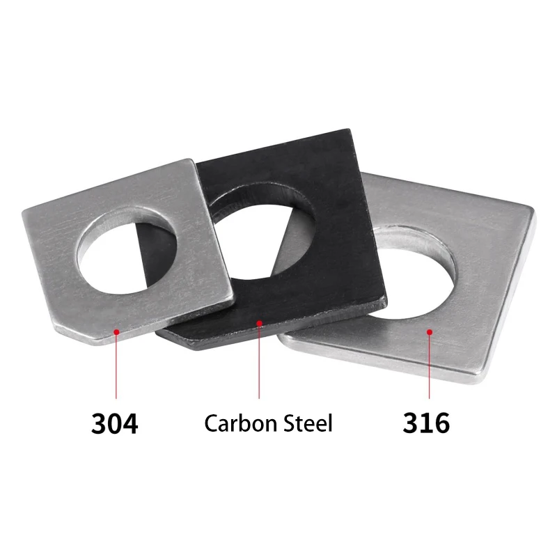 304/316 Stainless Steel Square Bevel Washer Gasket M6 M8 M10 M12 M16 M20-M36 Missing Corner Square Taper Washer for Slot Section