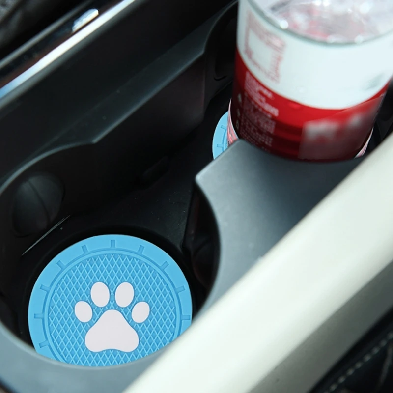 Auto Interior Accessories Car Water Cup Holder Pad Silicone Mat Paw Pattern Embeded Bottle Holder Insert Pad DropShipping