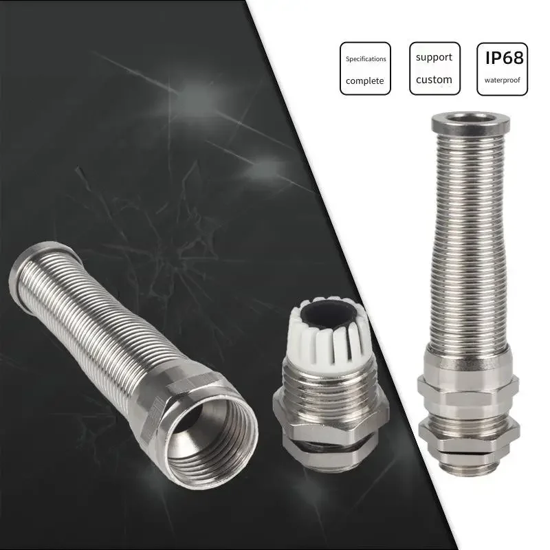 Anti-bending Cable Connector Metal Brass Nickel-plated Spring Waterproof Connector Gland Resistant to Twisting and Bending