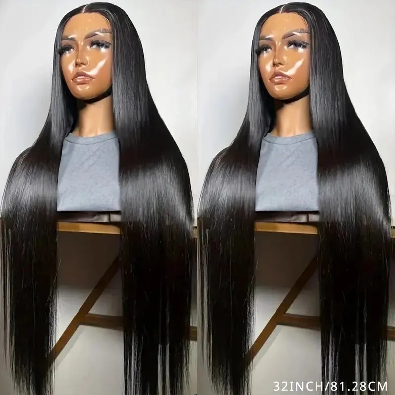 Natural Black 26 Inch 13x6 HD Lace 13x4 Straight 5x5 Glueless Baby Hair Human Hair Wig PrePlucked For Women 150 Density