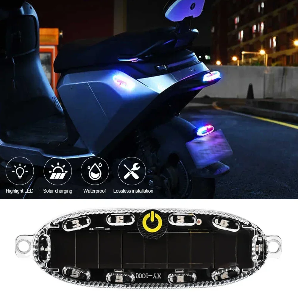 1/2/4PC Solar Power LED Strobe Light Warning Light Anti-rear Night Ride Tail Light for Motorcycle Car Electric Vehicle Bicycle