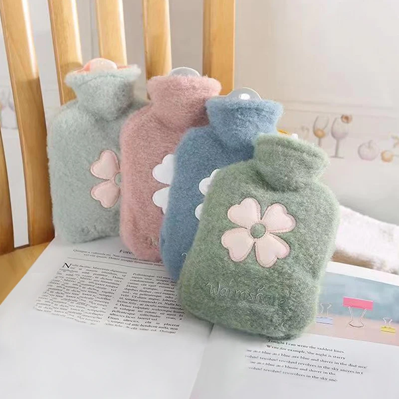 1000ML Hot Water Bag Warm Belly Hands Cute Warm Water Bag Hand Warmer Flower Hot Water Bottle Bag Water Warmer