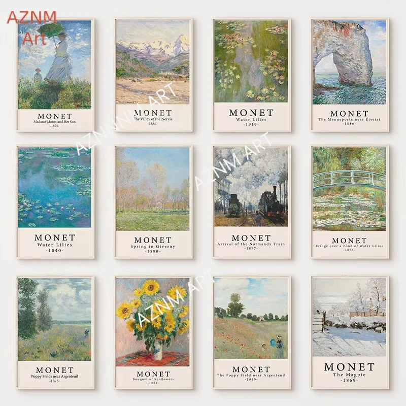 Monet-Druck, Claude Monet, Poster, Impressionismus, Leinwandkunst, Gemälde, Porträt, Wandkunst, Bild für Wohnzimmer, Heimdekoration