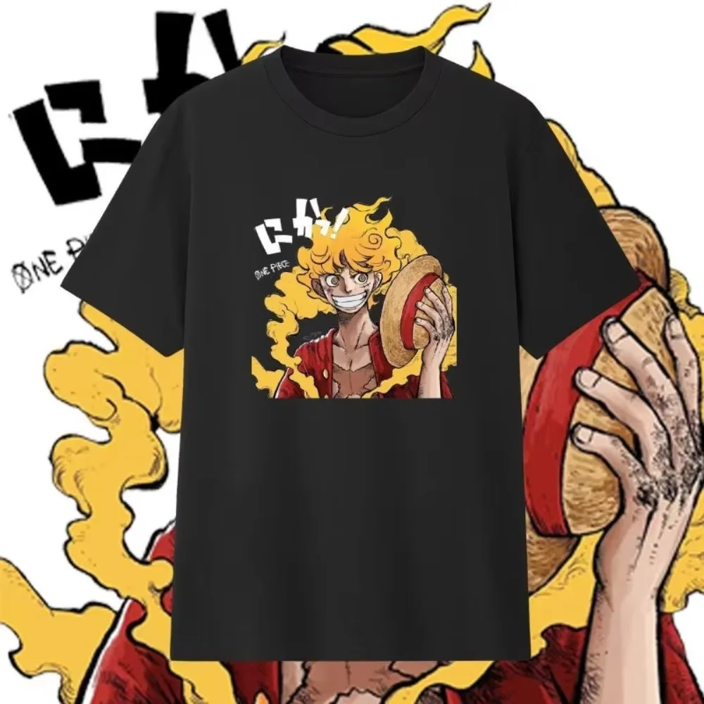 Nuevo algodón ONE PIECE Luffy Renren fruta Phantom Beast Nica forma dibujos animados animación estilo Casual compras Camiseta de manga corta