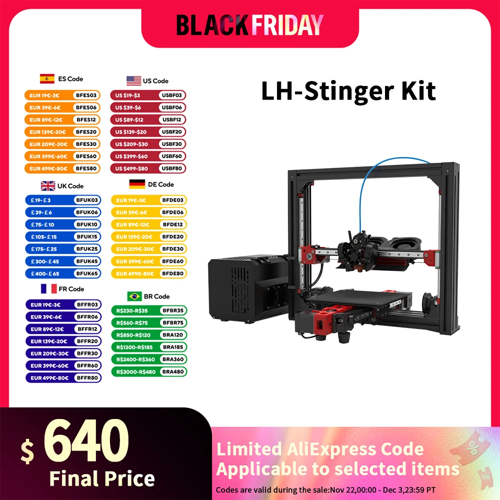 LH Stinger 3D Printer with Upgraded CNC Sherpa mini Dragon Hotend High Performance Speed and Precision 3D Printer