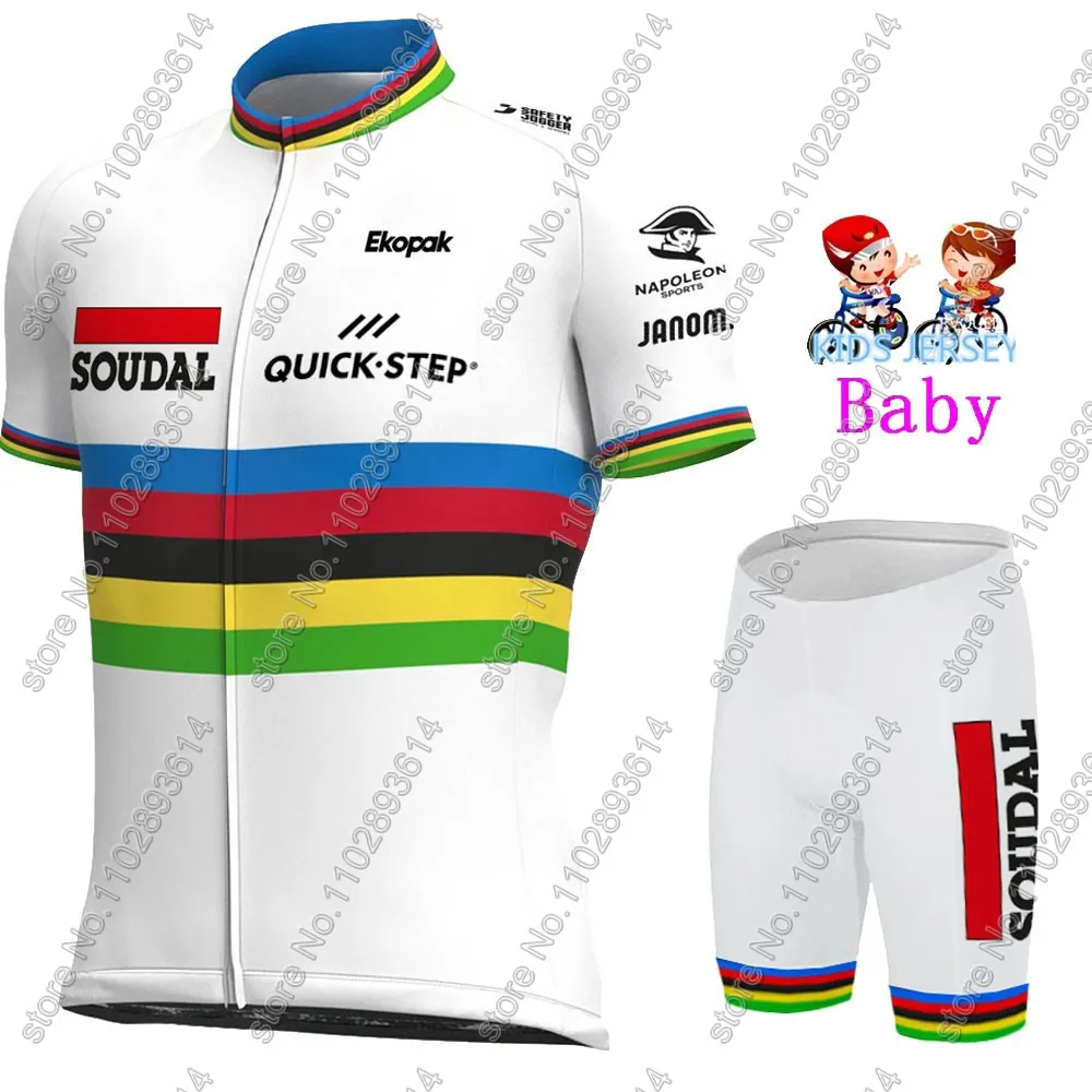 Kids 2024 Soudal Quick Step Team Belgium Cycling Jersey Set Boys Girls Yellow Cycling Clothing Children Bike Suit MTB Ropa