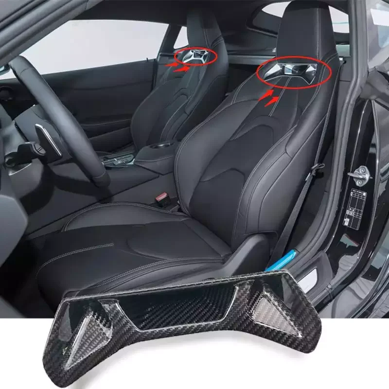 

A91 Carbon Fiber Car Front Seat Back Headrest Metal Trim Sticker For Toyota MK5 GR SUPRA A90 Interior Accessories OEM Customize