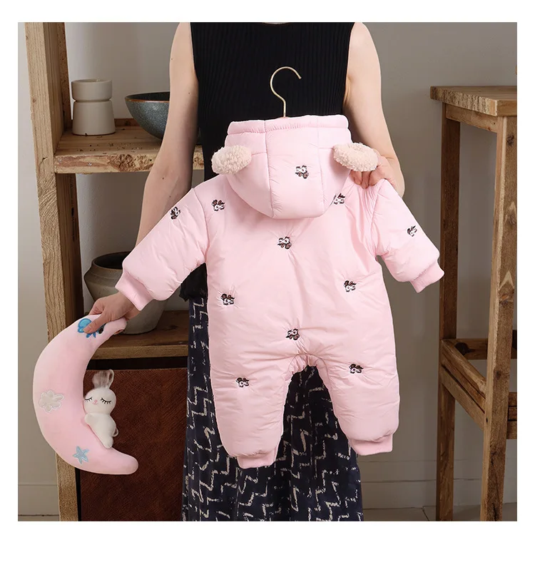 Baby-Winter-Overall mit Kapuze, Fleece-Futter, dicker, warmer Overall, 3M-24M, Baby-Outfit mit Cartoon-Motiv, einteiliger Schneeanzug für Jungen und Mädchen. – Detail 5