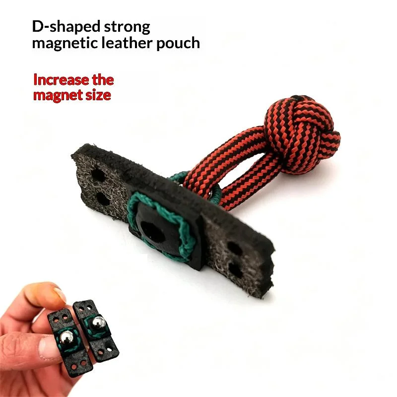 1PCS Ultra Fiber Double Hole D-type Magnetic Suction Leather Pocket Outdoor Slingshot Accessories