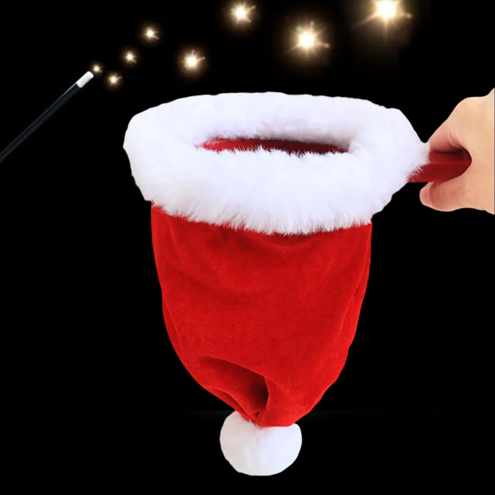 

Christmas Hat,Object Appear Vanish,Plush,Repeat Stage Party Illusions Gimmick Santa Hat Change Bag for Show Party New Year Adult