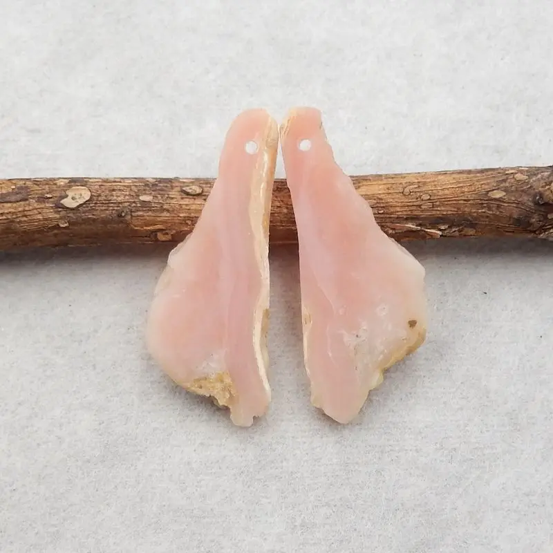 

Natural Stone Pink Opal Beauty Jewelry Nugget Women Earrings Accessories 34x13x3mm 4g