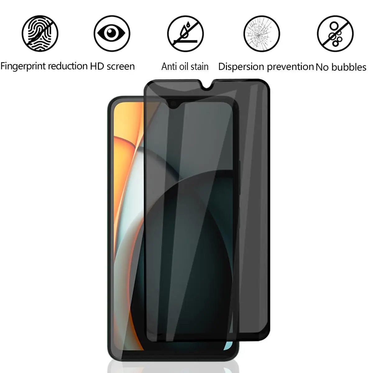 Proteggi schermo Anti spia per Xiaomi Redmi A3, vetro temperato Privacy Peep Scratch 9H Case Friendly Fast High aluminium