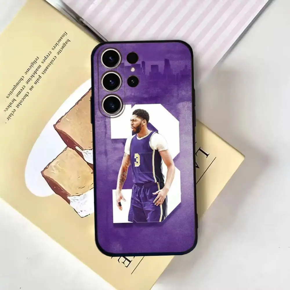 حافظة هاتف كرة السلة A-Anthony Davis لهاتف SamsungS25,24,21,22,23,30,Ultra,20,Plus,Fe,Lite,Note,10,9,Soft Black Cover