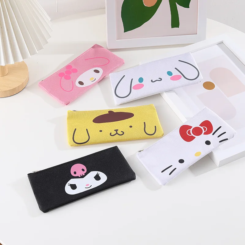 

Sanrio Hello Kitty Canvas Pencil Case Cartoon Waterproof Makeup Organizer Case Toiletry Bags Girl Translucent Frosted Pencil Bag