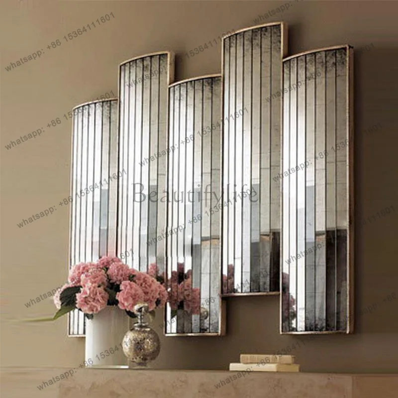 LS Vintage Decorative Mirror Square Combination Sofa Room Simple Feature Wall Creative Wall Hanging